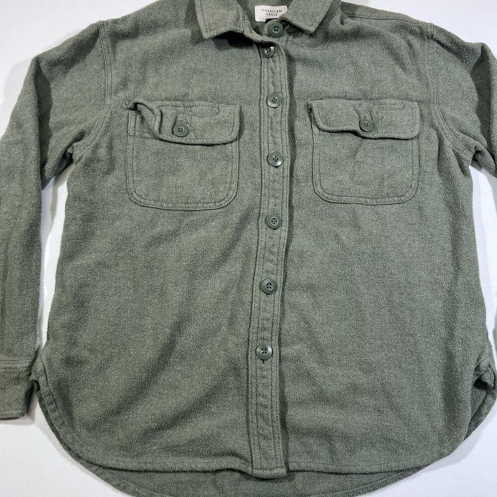 American Eagle Fleece Oversized Love Shacket Shirt Jacket Sage Green Women's XS - Picture 6 of 11